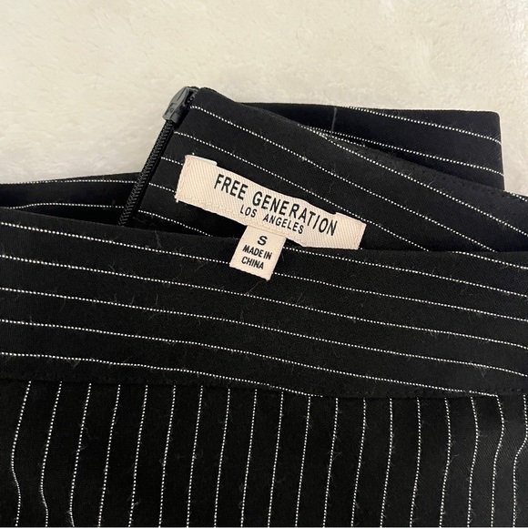 Black pinstripe pants with yellow/green stripe on side and snaps - Picture 5 of 5